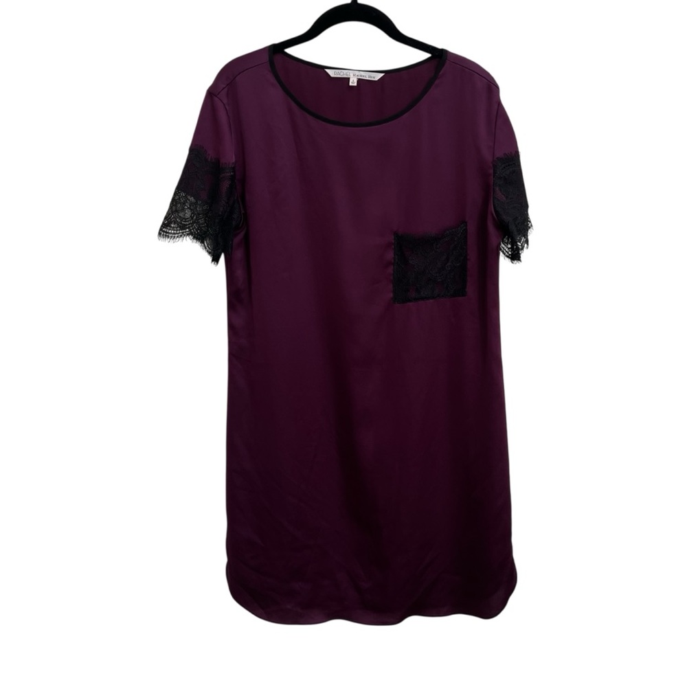 Rachel Rachel Roy purple Short-Sleeve black Lace Detail Dress size 6